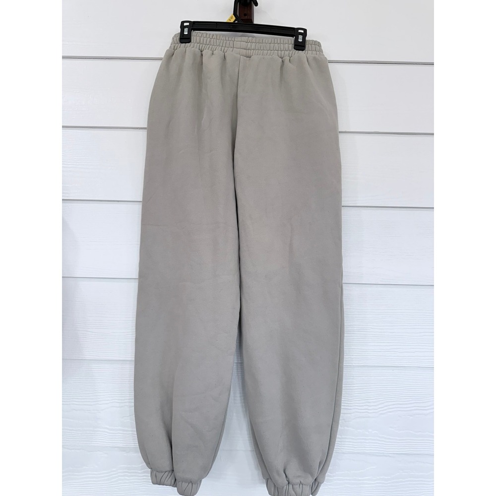 A- 83- Comfrt Heavyweight Fleece Sweatpants Oatmeal Gray Beige Joggers Medium